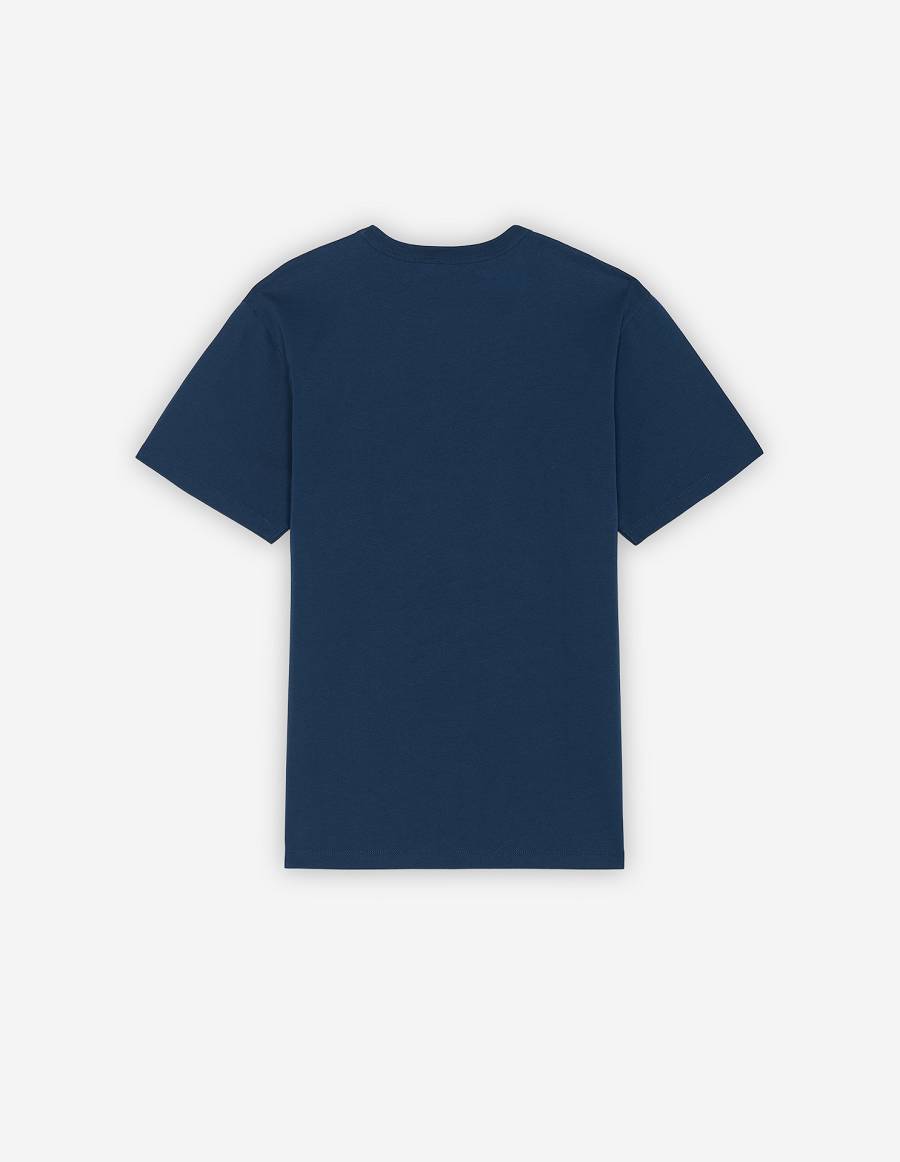 Blue Men's Maison Kitsune Double Fox Head Patch Classic T Shirts | AU-K545