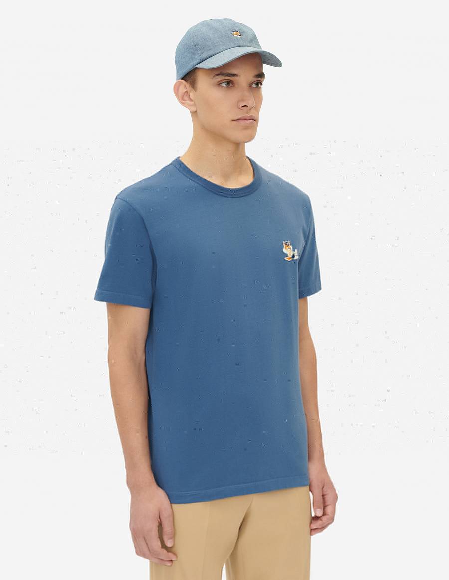 Blue Men's Maison Kitsune Dressed Fox Patch Classic T Shirts | AU-S0502