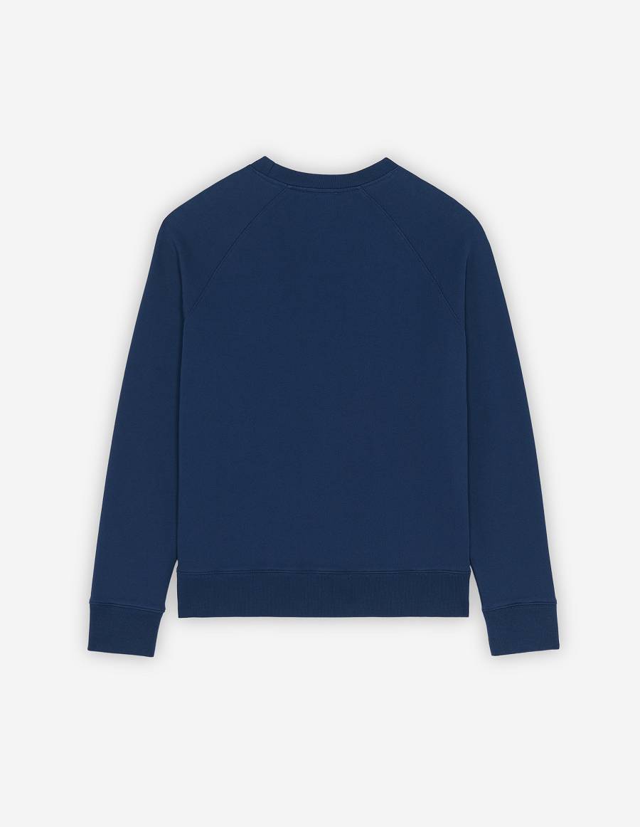 Blue Men's Maison Kitsune Dressed Fox Print Clean Sweatshirts | AU-S0705