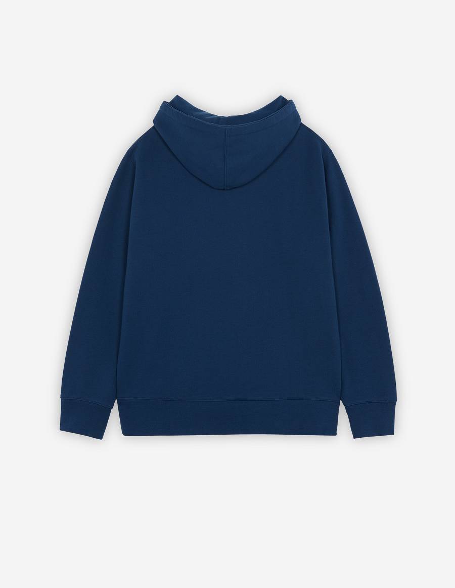 Blue Men's Maison Kitsune Mini Handwriting Relaxed Hoodies | AU-Y0585