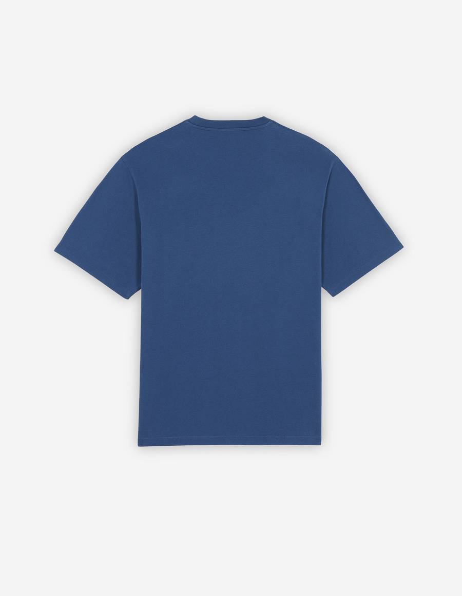 Blue Men's Maison Kitsune Small Dressed Fox Print Easy T Shirts | AU-G907