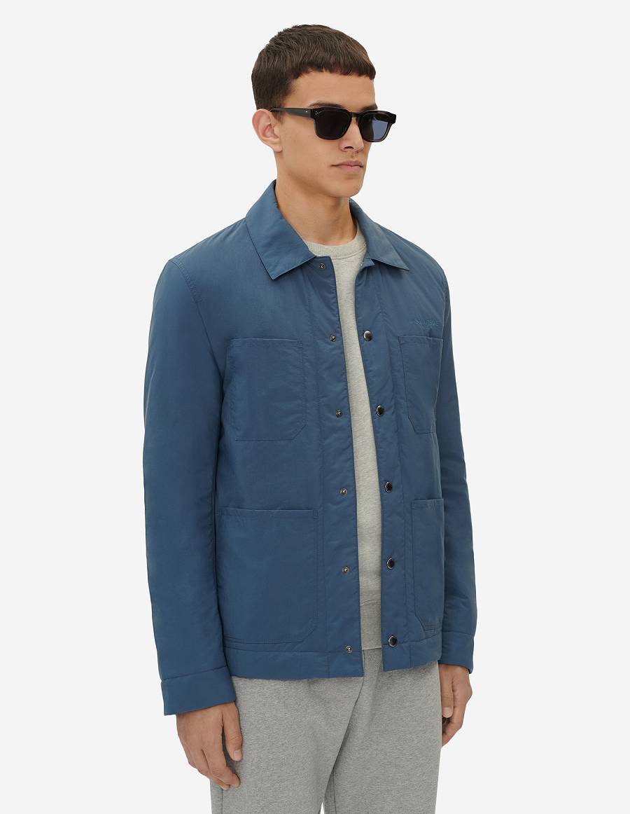 Blue Men's Maison Kitsune Technical Worker Jackets | AU-K0940