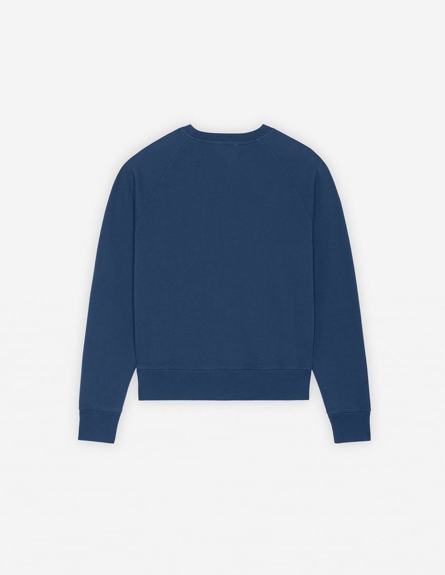 Blue Women's Maison Kitsune Dressed Fox Patch Adjusted Sweatshirts | AU-X0261