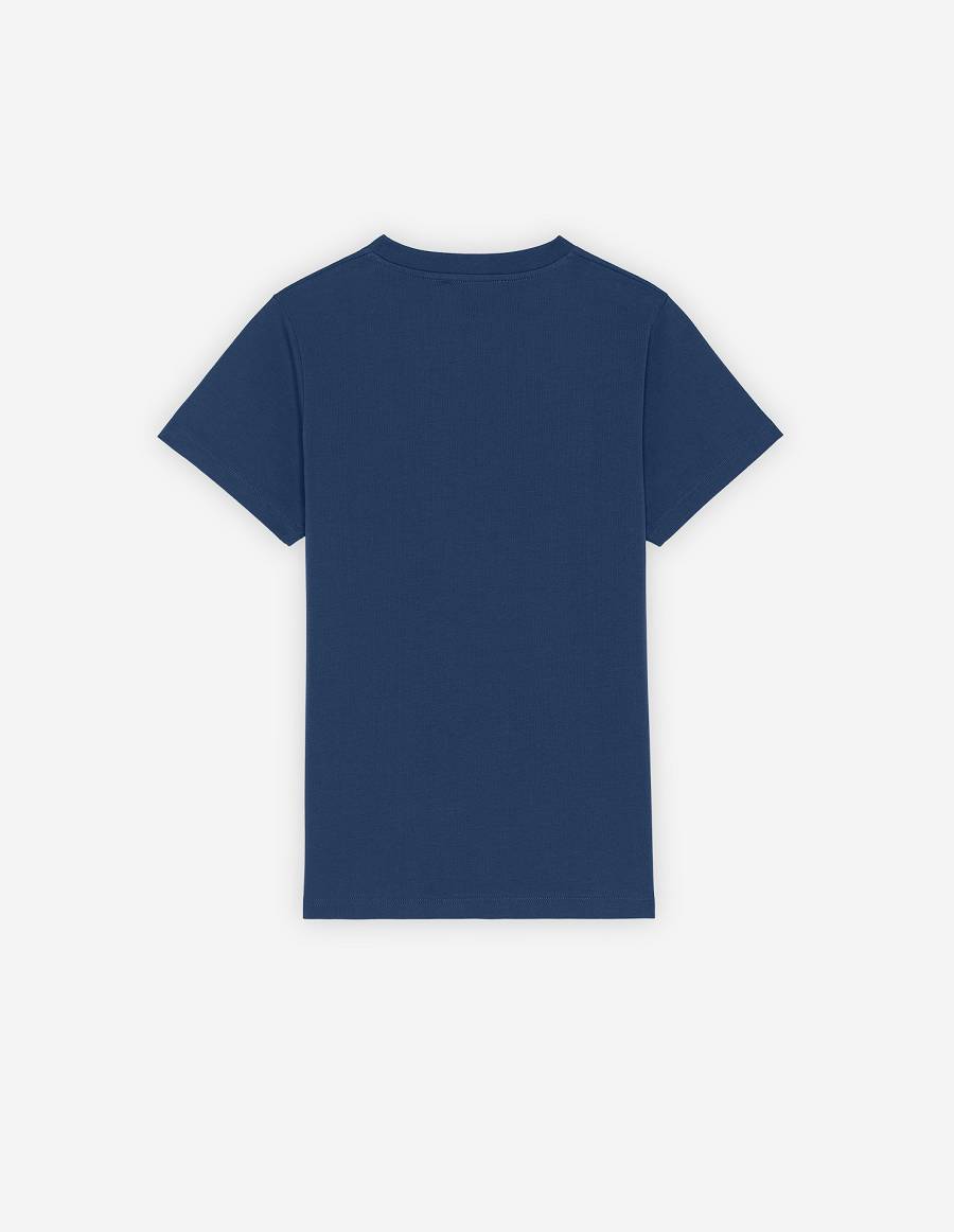 Blue Women's Maison Kitsune Mini Handwriting Classic T Shirts | AU-G0530