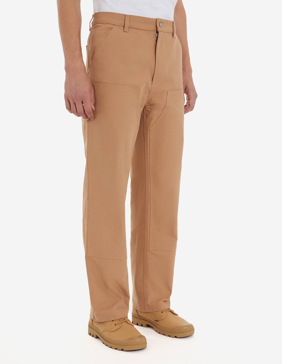 Brown Men's Maison Kitsune Cafe Workwear Pants | AU-Q0369