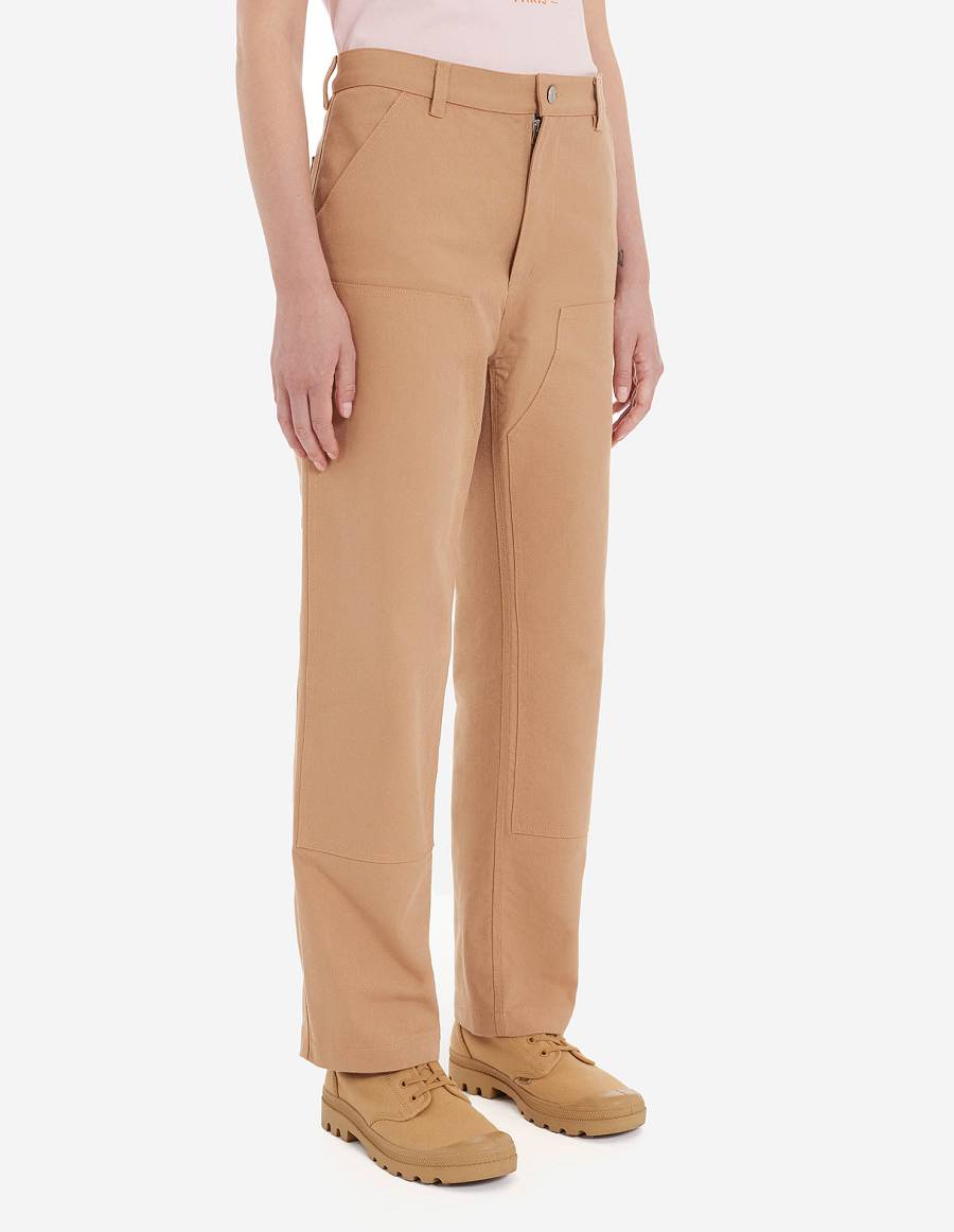 Brown Men's Maison Kitsune Cafe Workwear Pants | AU-Q0369