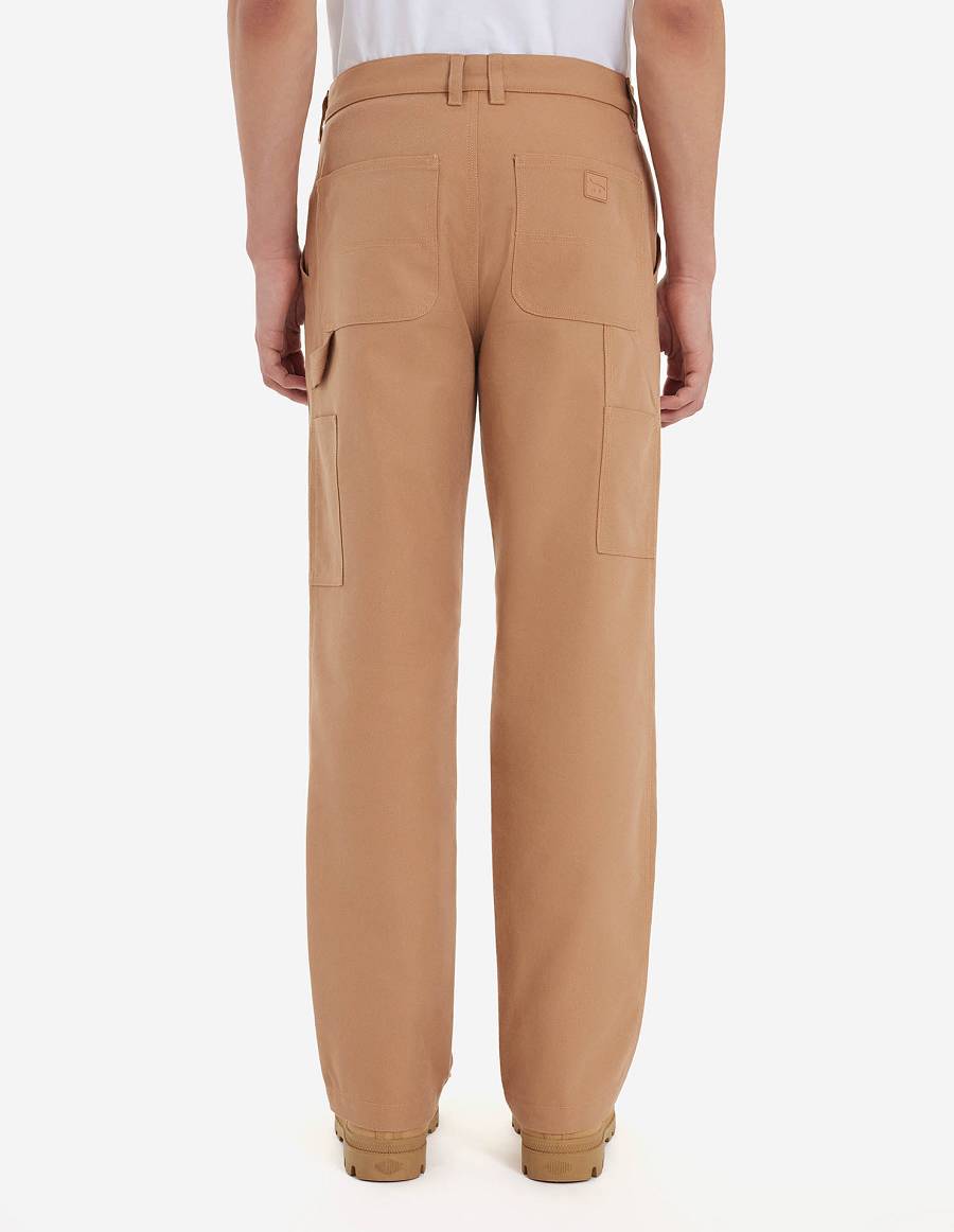 Brown Men's Maison Kitsune Cafe Workwear Pants | AU-Q0369