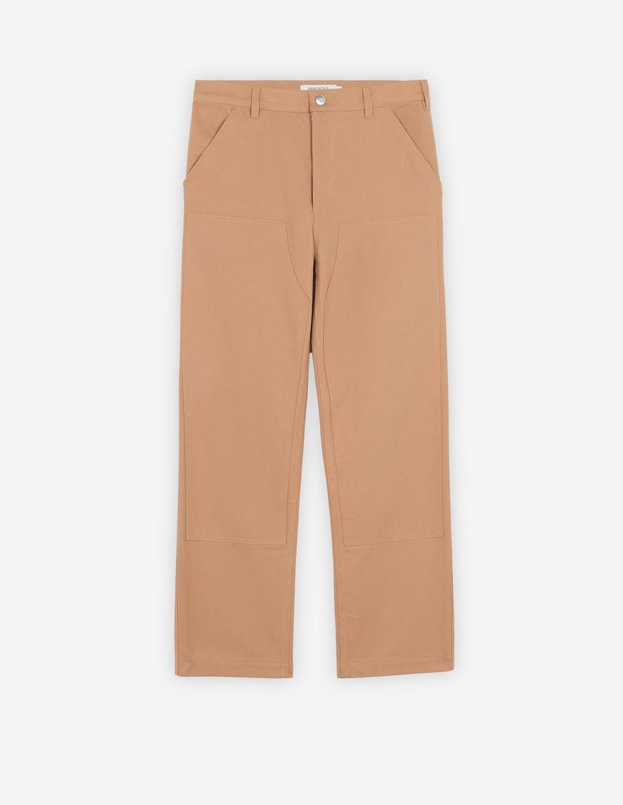 Brown Men\'s Maison Kitsune Cafe Workwear Pants | AU-Q0369