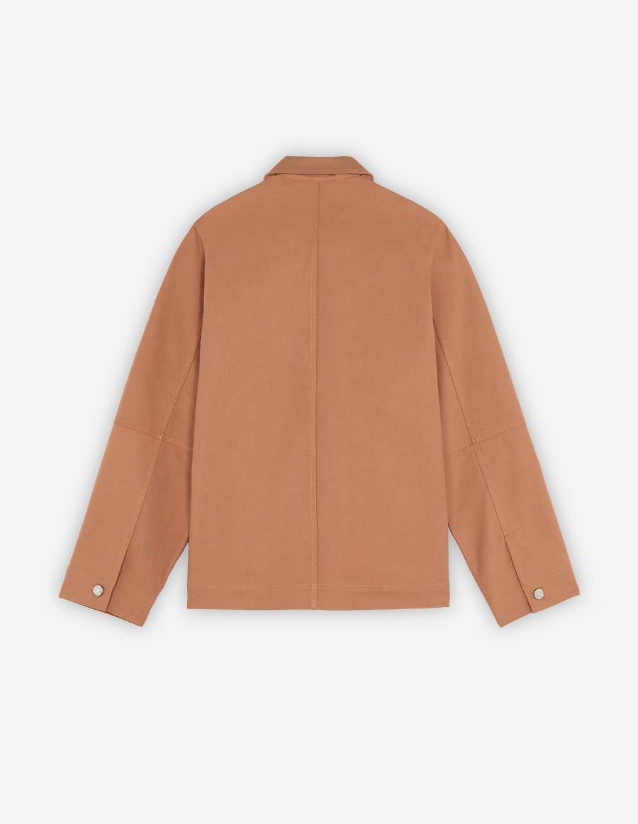 Brown Men's Maison Kitsune Cafe Workwear Jackets | AU-V0984