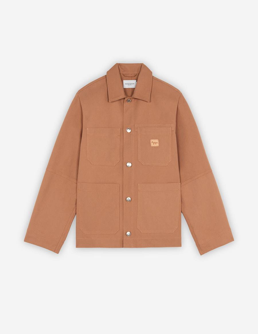 Brown Men\'s Maison Kitsune Cafe Workwear Jackets | AU-V0984