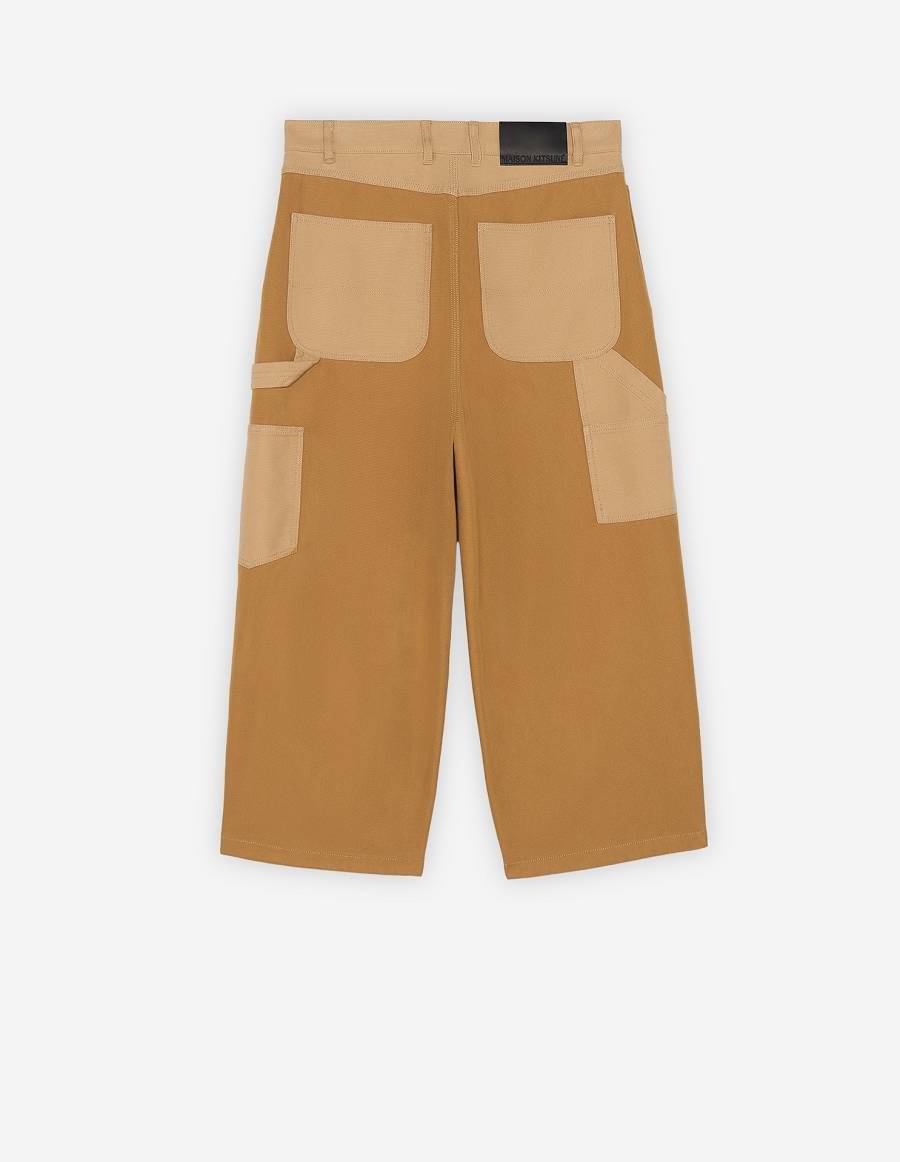 Brown Men's Maison Kitsune Japanese Pants | AU-E0352