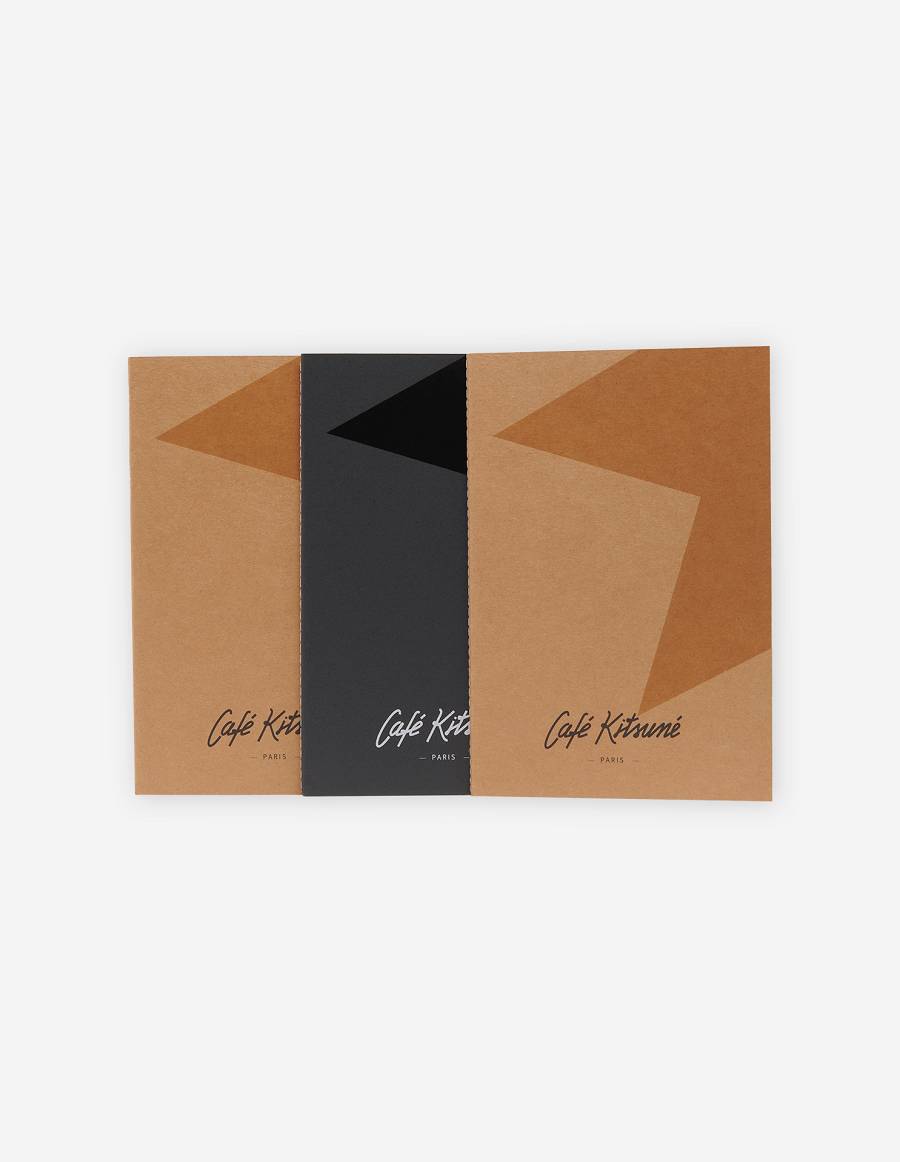 Brown Men's Maison Kitsune Pack Of 3 Kraft Notebooks Cafe Kitsune Accessories | AU-F0M32