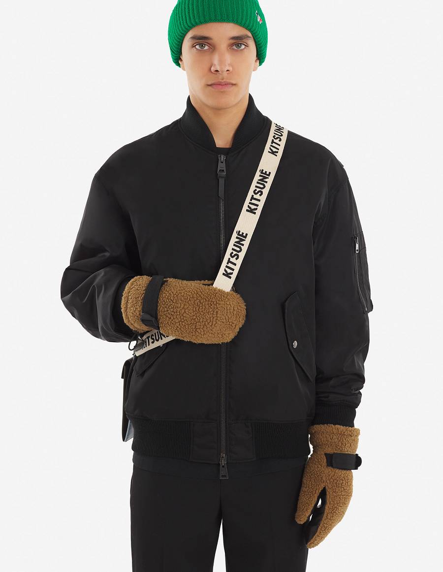 Brown Men's Maison Kitsune Technical Gloves | AU-M0979