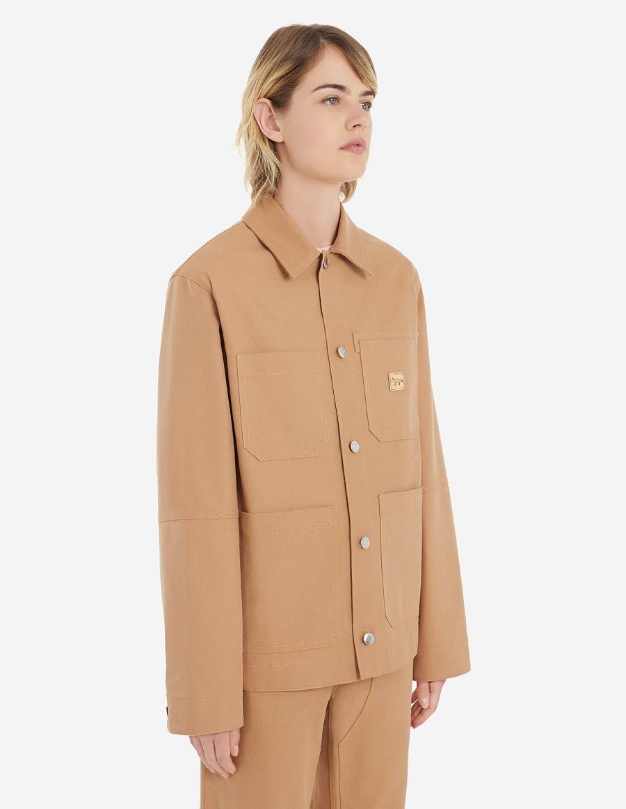 Brown Women's Maison Kitsune Cafe Workwear Jackets | AU-F0190