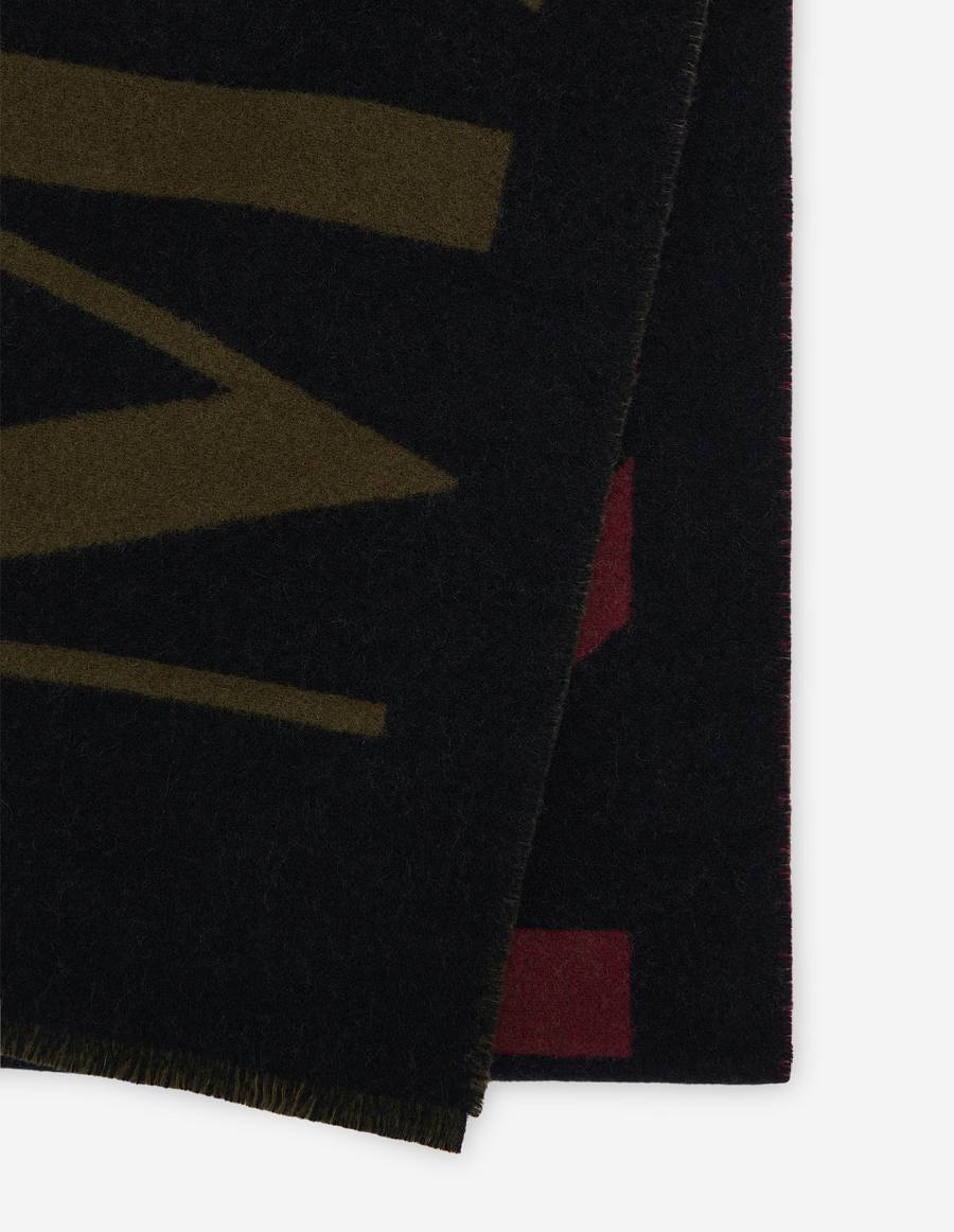 Burgundy Black Women's Maison Kitsune Maison Kitsune Jacquard Scarf | AU-M0127