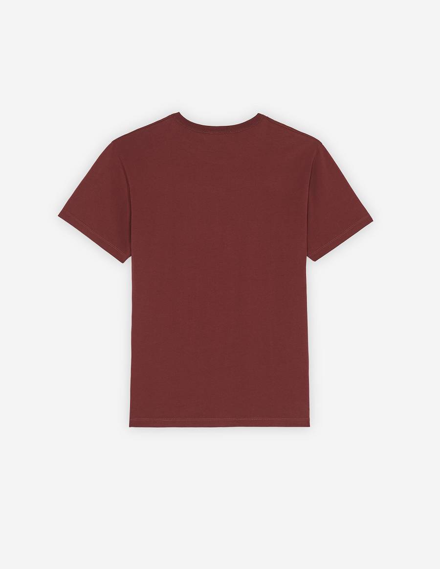 Burgundy Men's Maison Kitsune Bill Rebholz La Classic T Shirts | AU-K0766