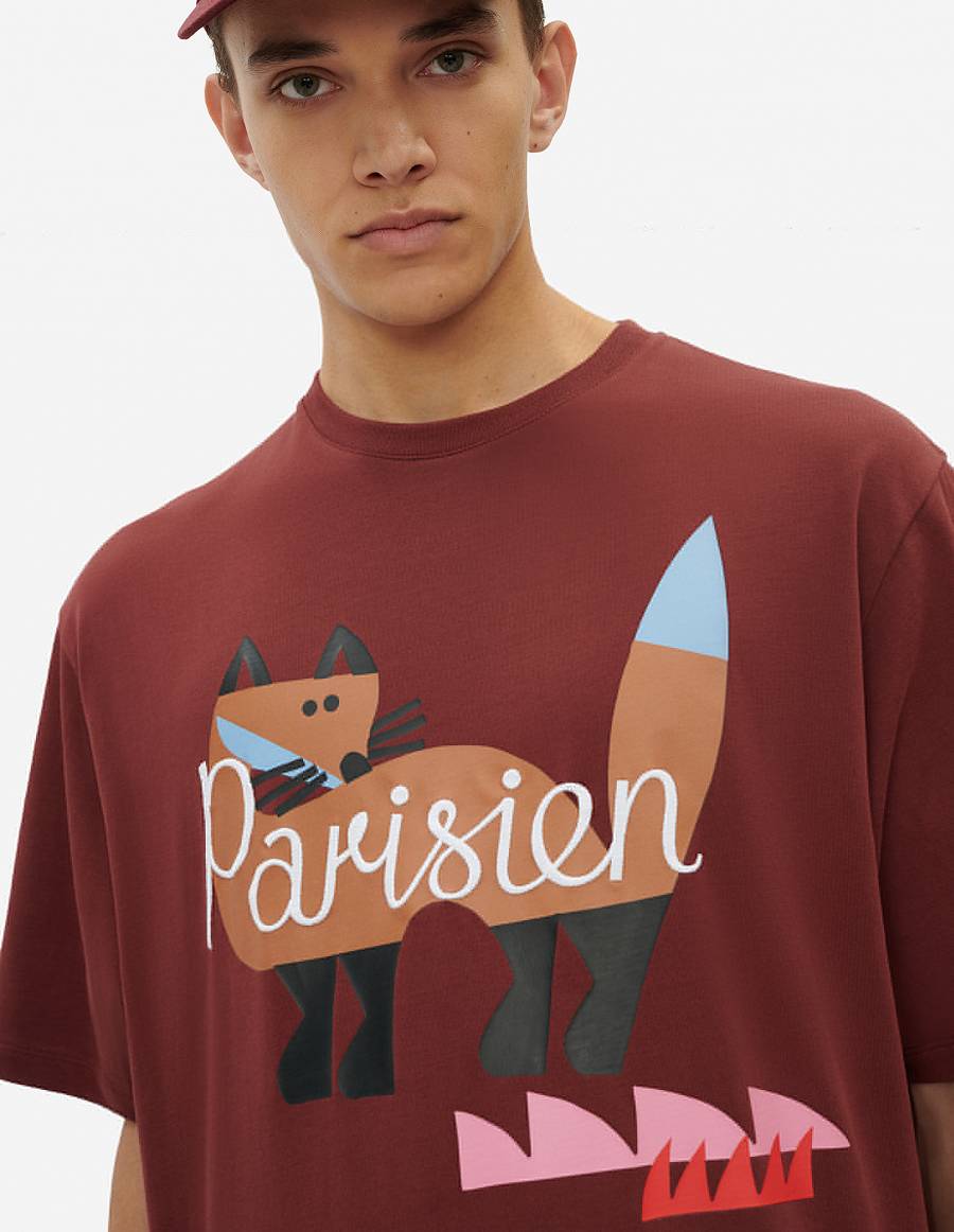 Burgundy Men's Maison Kitsune Bill Rebholz Parisien Easy T Shirts | AU-M0950