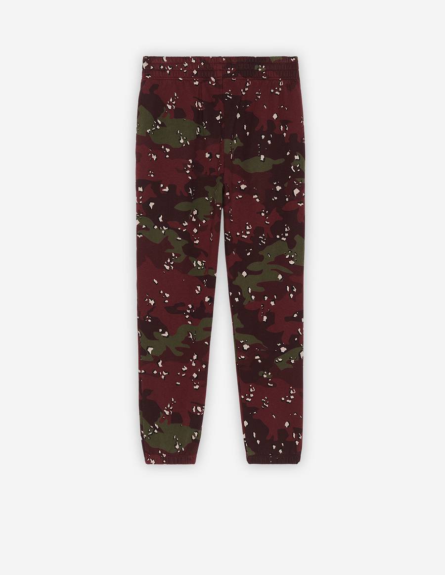 Burgundy Men's Maison Kitsune Camo Fox Regular Jog Pants | AU-M0341