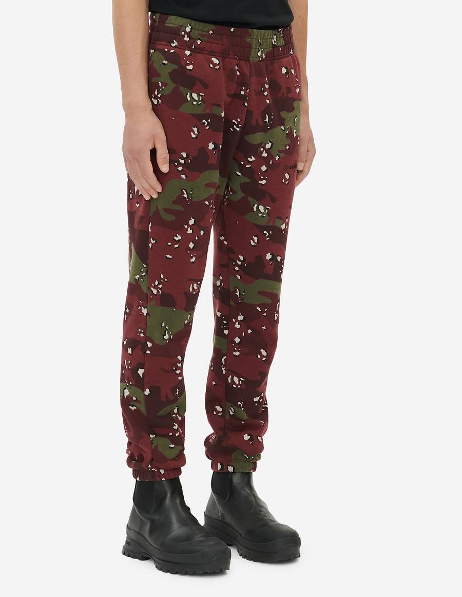 Burgundy Men's Maison Kitsune Camo Fox Regular Jog Pants | AU-M0341