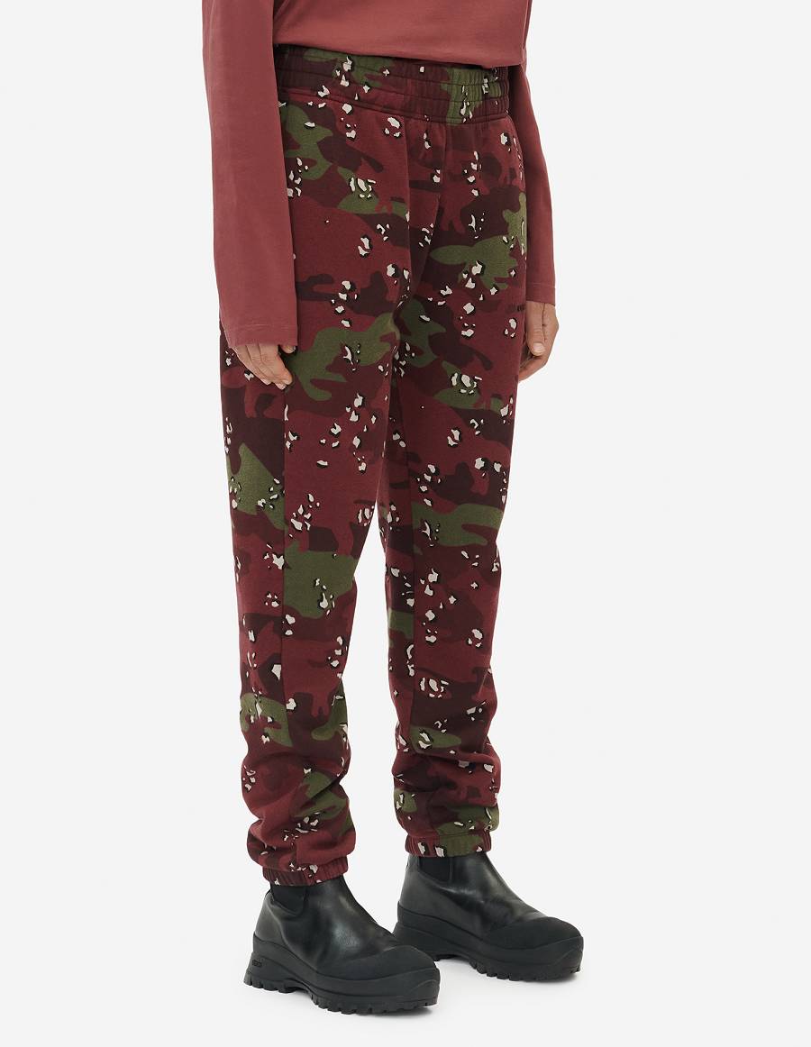 Burgundy Men's Maison Kitsune Camo Fox Regular Jog Pants | AU-M0341