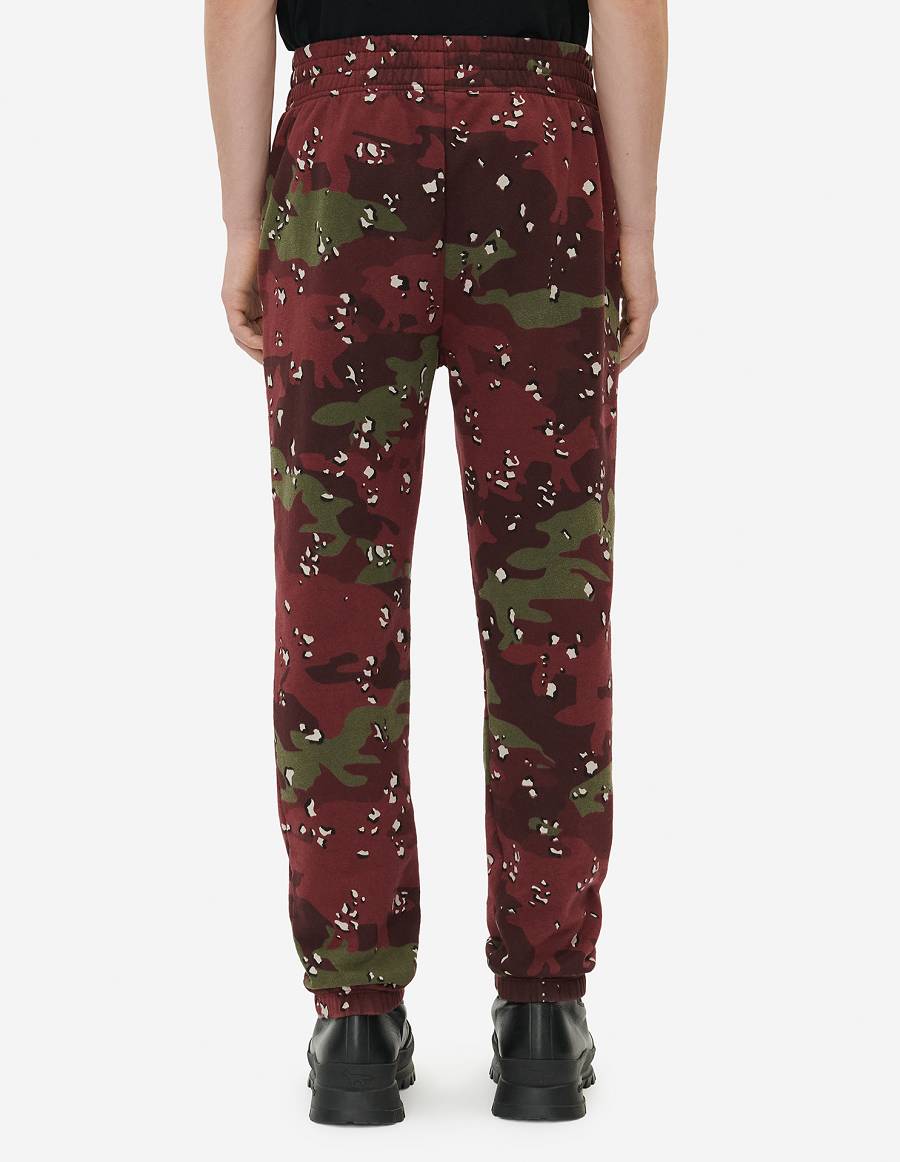 Burgundy Men's Maison Kitsune Camo Fox Regular Jog Pants | AU-M0341