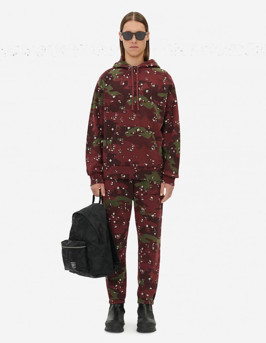 Burgundy Men's Maison Kitsune Camo Fox Relaxed Hoodies | AU-X0232