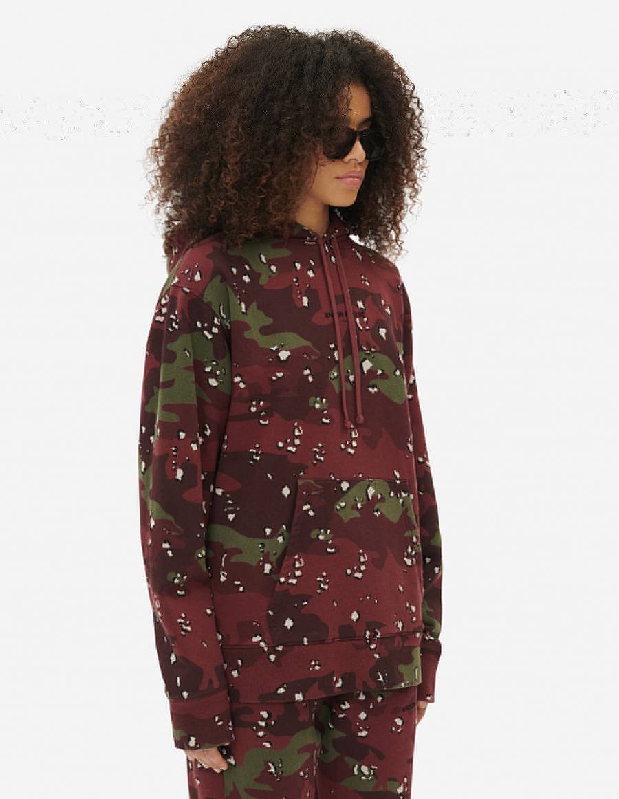 Burgundy Men's Maison Kitsune Camo Fox Relaxed Hoodies | AU-X0232