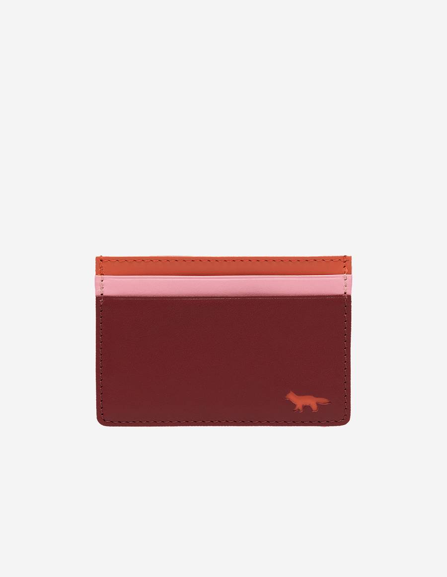 Burgundy Men\'s Maison Kitsune Card Holder Bags | AU-G0742