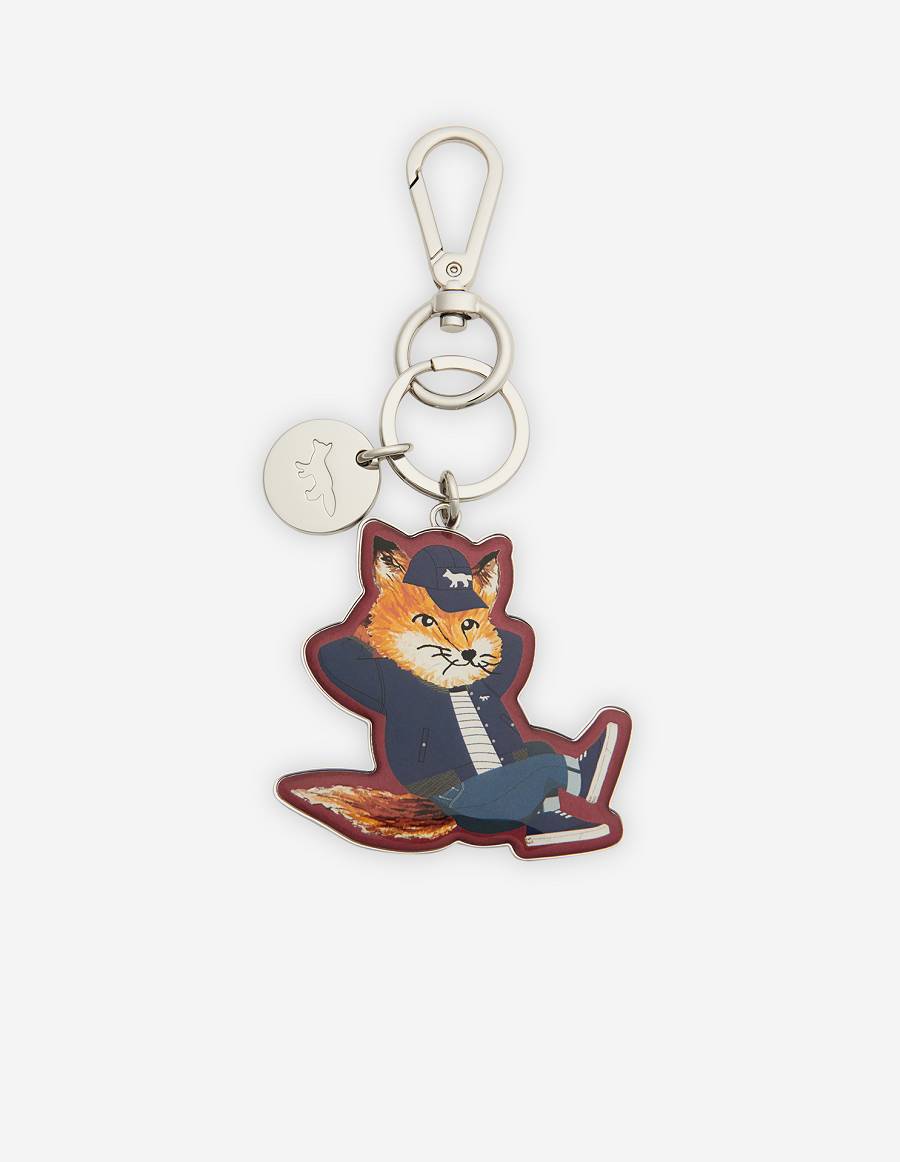 Burgundy Men\'s Maison Kitsune Dressed Fox Keyring Accessories | AU-A0698