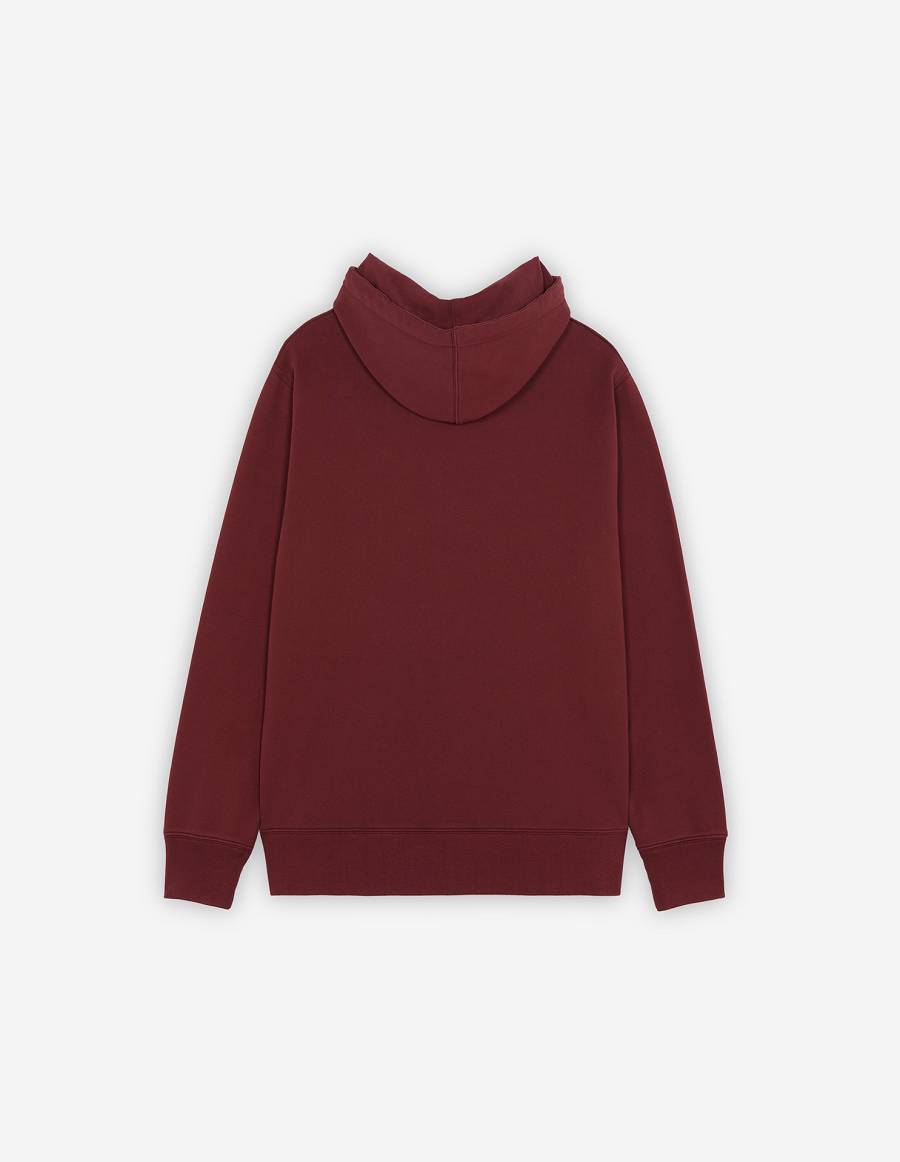 Burgundy Men's Maison Kitsune Dressed Fox Print Relaxed Hoodies | AU-A0785