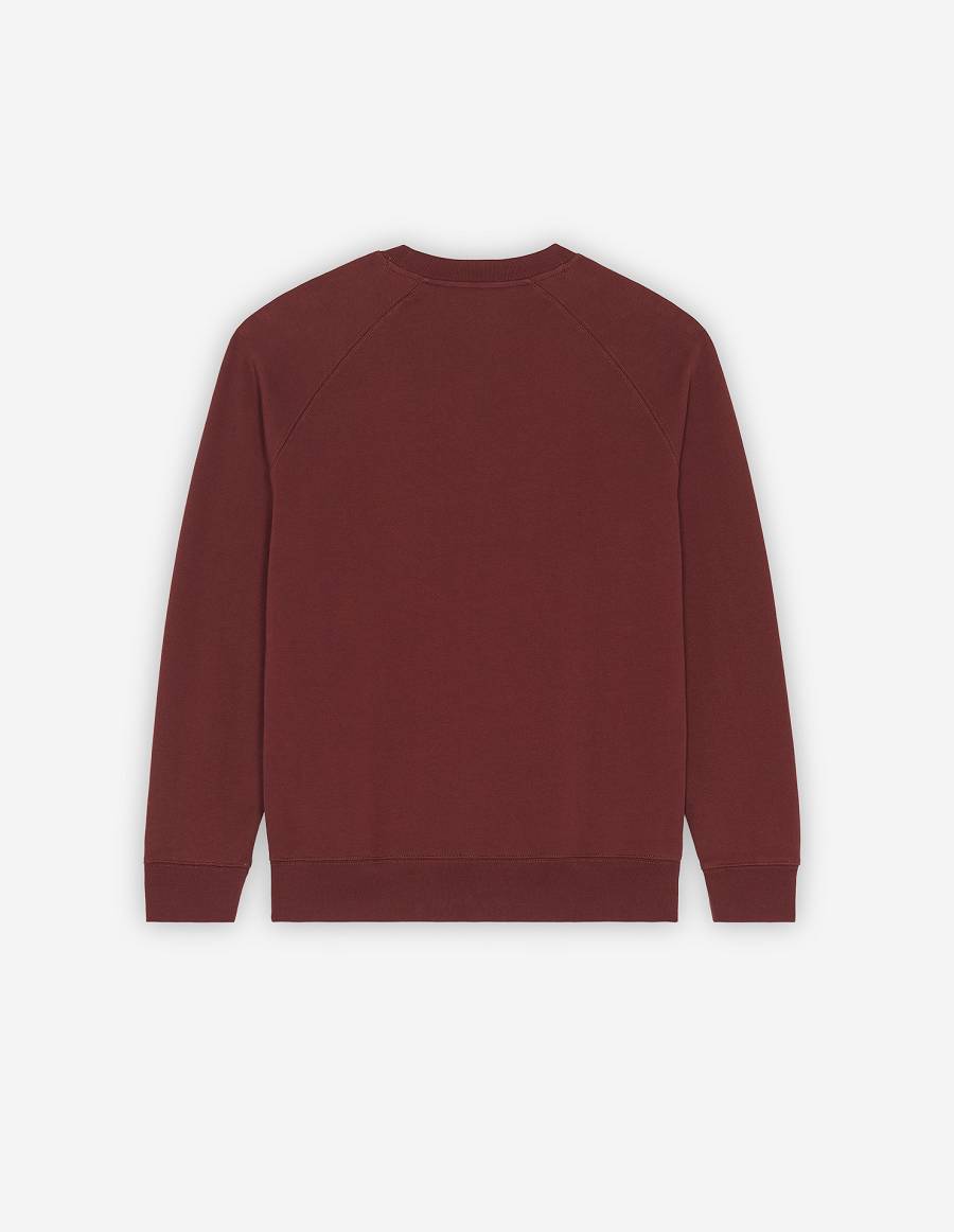 Burgundy Men's Maison Kitsune Dressed Fox Patch Classic Sweatshirts | AU-E0323