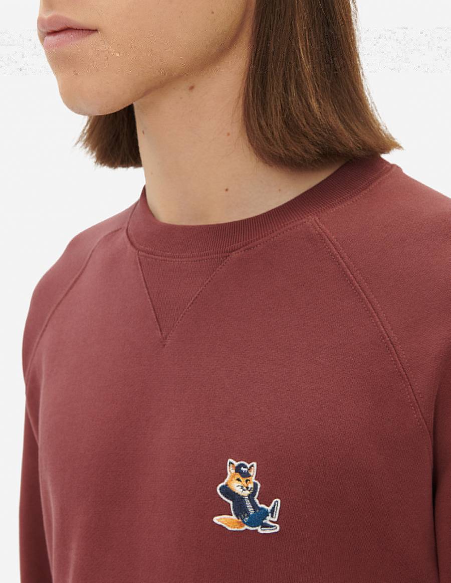 Burgundy Men's Maison Kitsune Dressed Fox Patch Classic Sweatshirts | AU-E0323