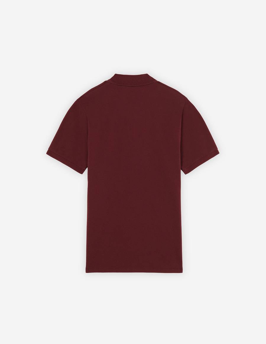 Burgundy Men's Maison Kitsune Fox Head Patch Classic Polo | AU-K0139