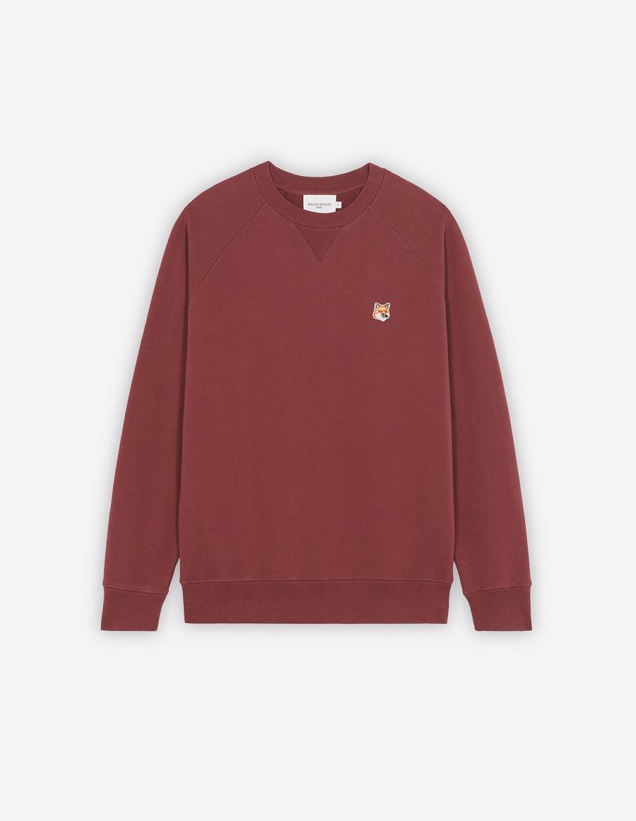 Burgundy Men\'s Maison Kitsune Fox Head Patch Classic Sweatshirts | AU-S0768