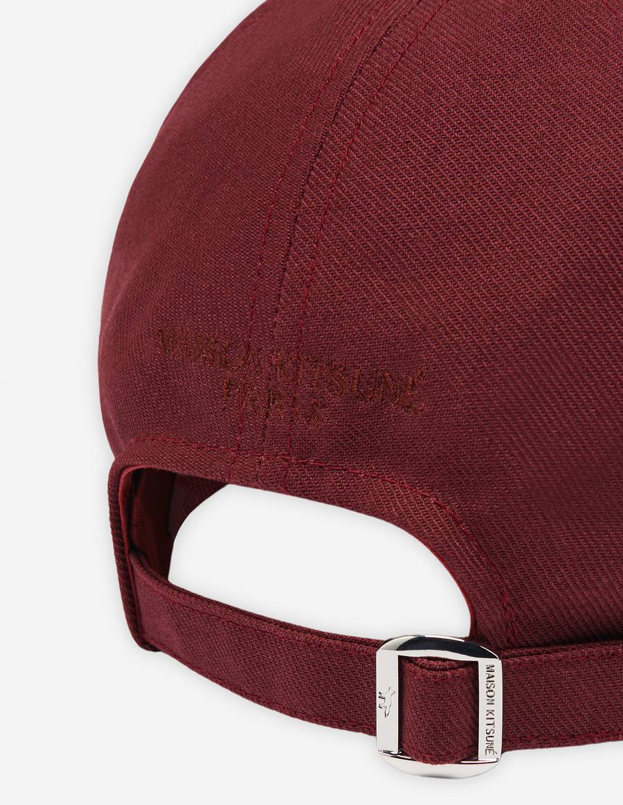 Burgundy Men's Maison Kitsune Large Fox Head Embroidery 6p Caps | AU-J0454