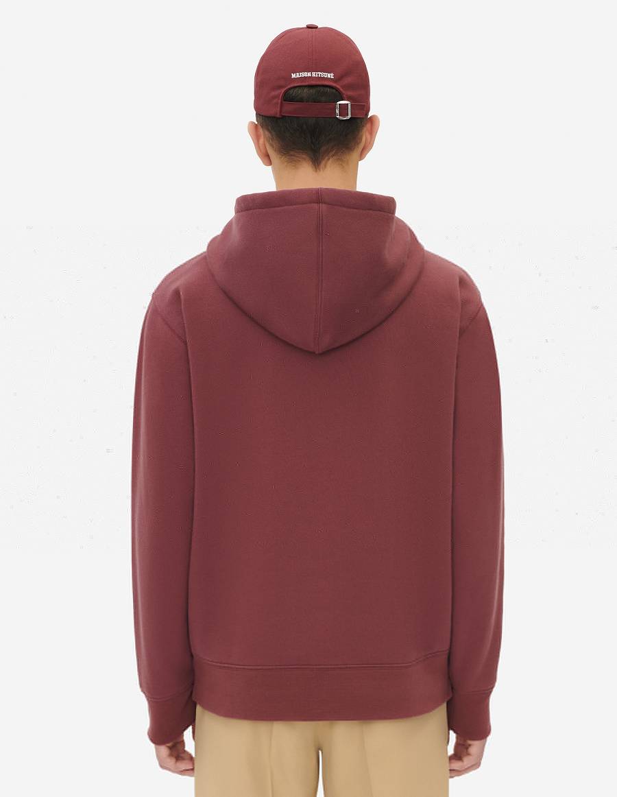 Burgundy Men's Maison Kitsune Mini Handwriting Relaxed Hoodies | AU-J0657