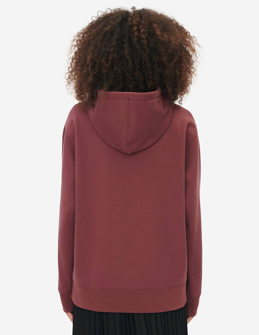 Burgundy Men's Maison Kitsune Mini Handwriting Relaxed Hoodies | AU-J0657