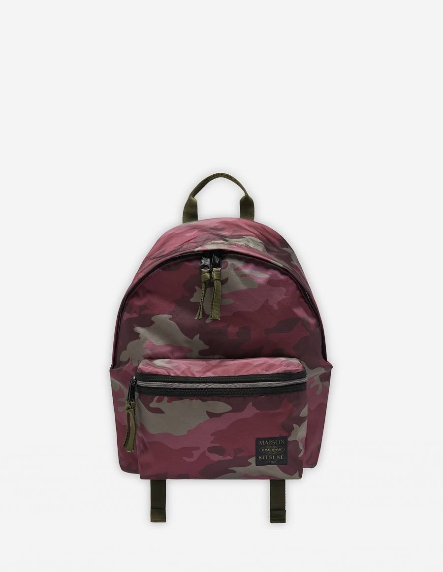 Burgundy Men\'s Maison Kitsune Mkxeastpak Printed Padded Backpack Bags | AU-B0403