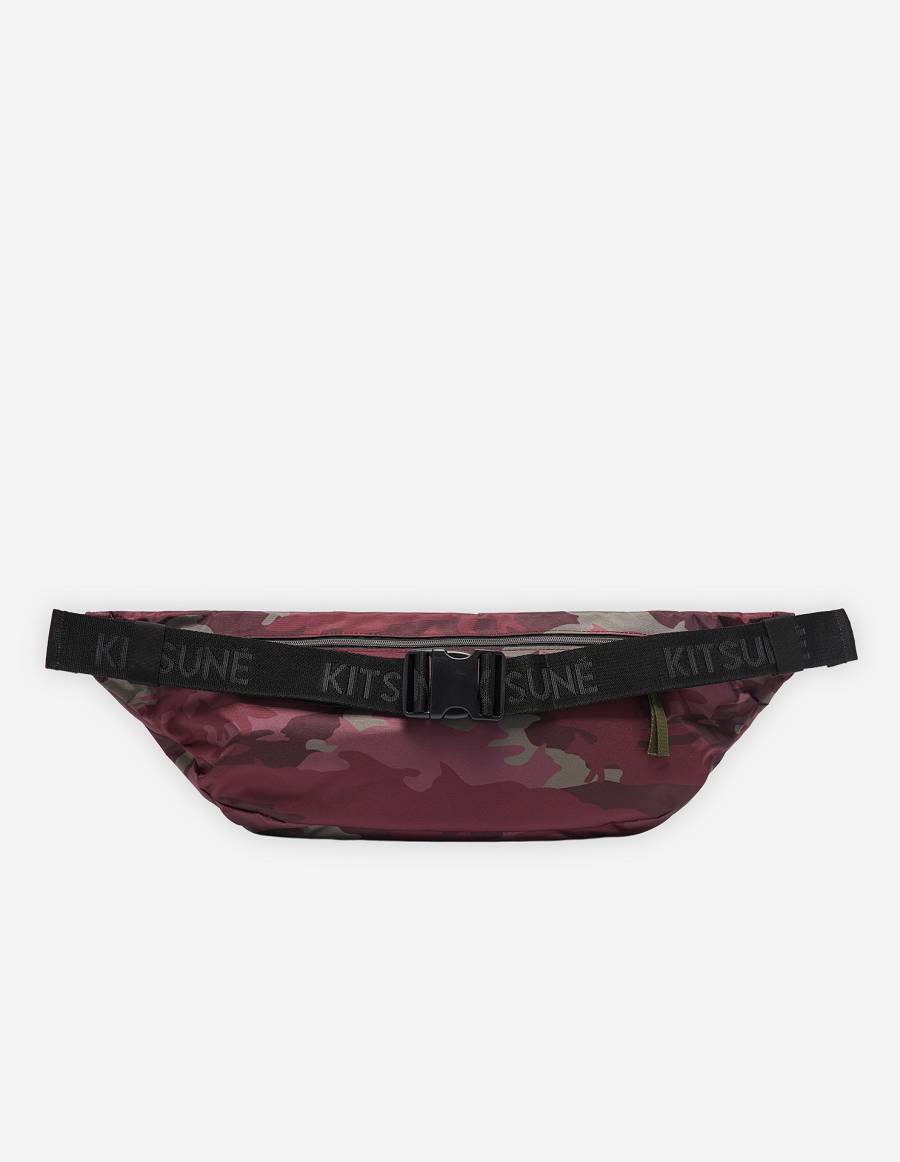 Burgundy Men's Maison Kitsune Mkxeastpak Printed Springer Xl Bumbag Bags | AU-Z0987