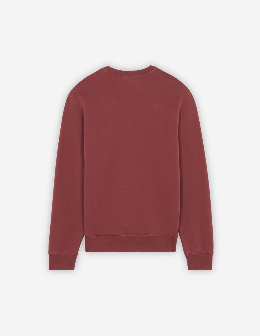 Burgundy Men's Maison Kitsune Navy Fox Patch Regular Pocket Sweatshirts | AU-P0210