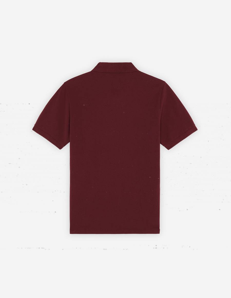 Burgundy Men's Maison Kitsune Navy Fox Patch Classic Polo | AU-Q0641