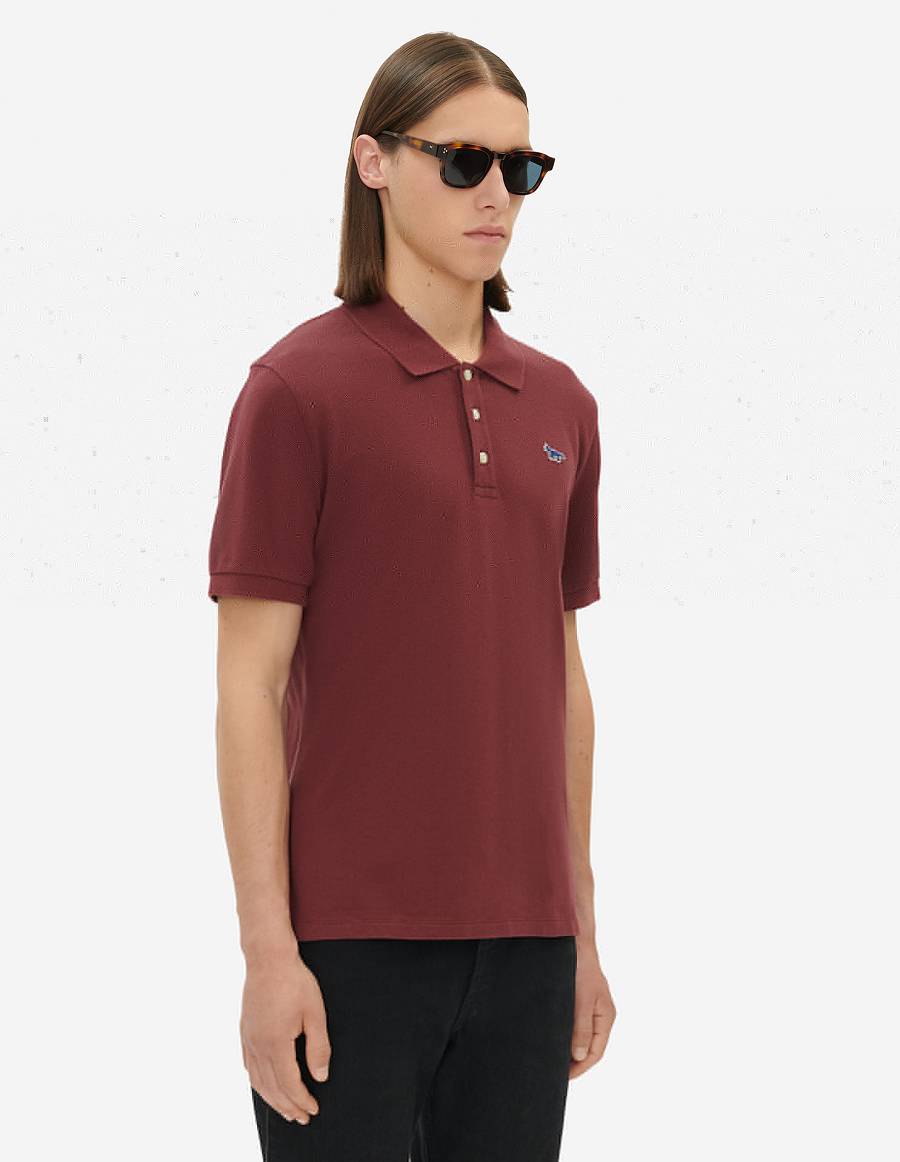 Burgundy Men's Maison Kitsune Navy Fox Patch Classic Polo | AU-Q0641