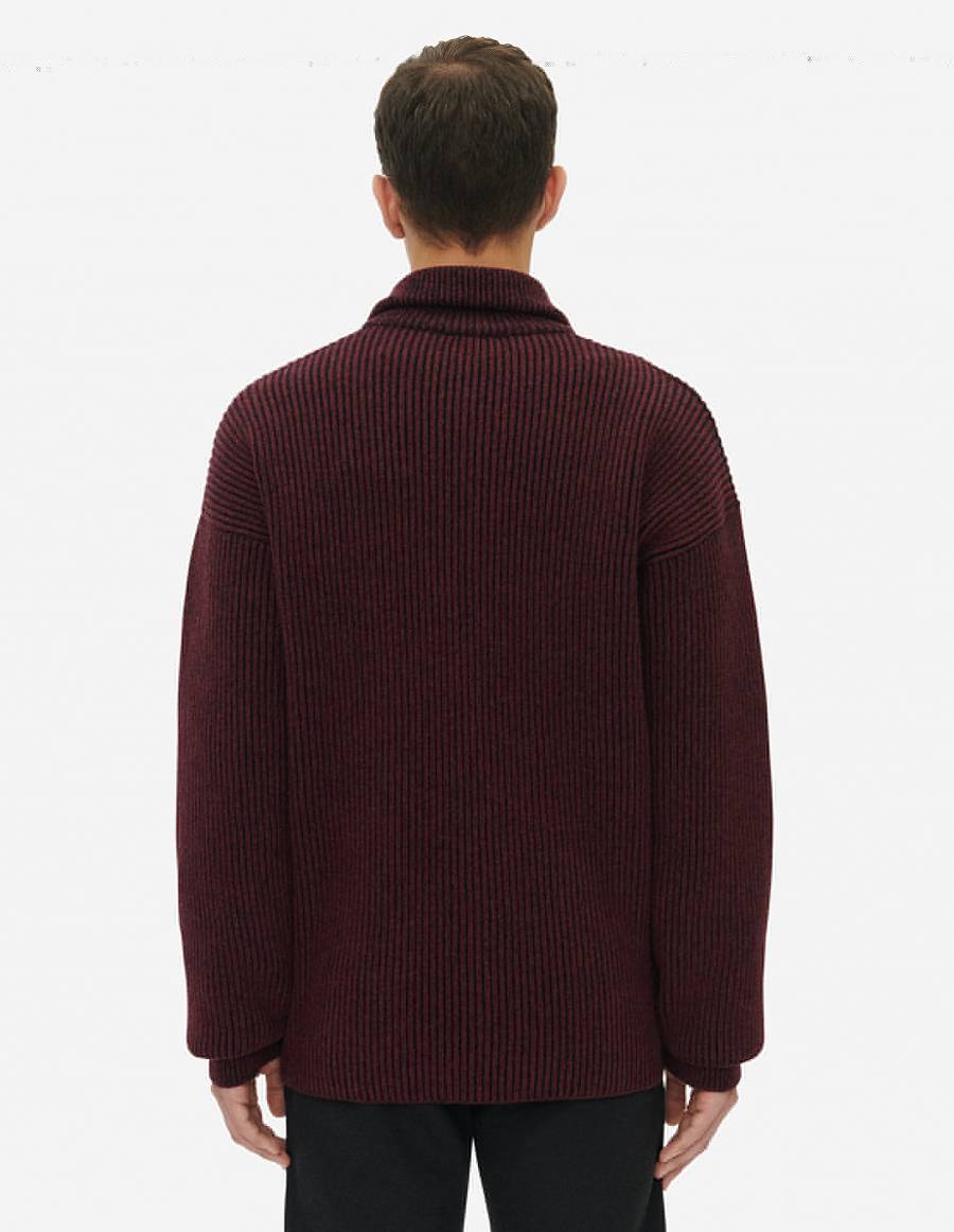 Burgundy Men's Maison Kitsune Plaited Rib Regular Zip Cardigan | AU-Q0293