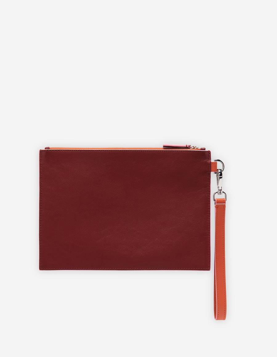 Burgundy Men's Maison Kitsune Profile Fox Pouch With Strap Bags | AU-K448