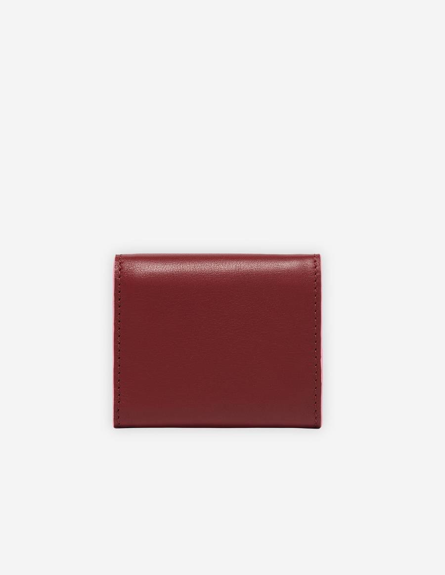 Burgundy Men's Maison Kitsune Profile Fox Ultra Compact Wallet Bags | AU-Y0295