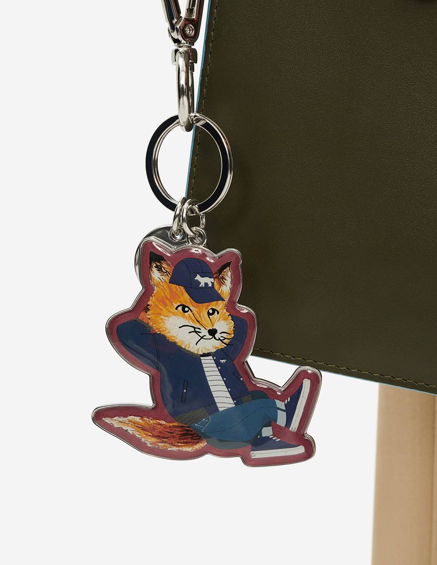 Burgundy Women's Maison Kitsune Dressed Fox Keyring Accessories | AU-A0408