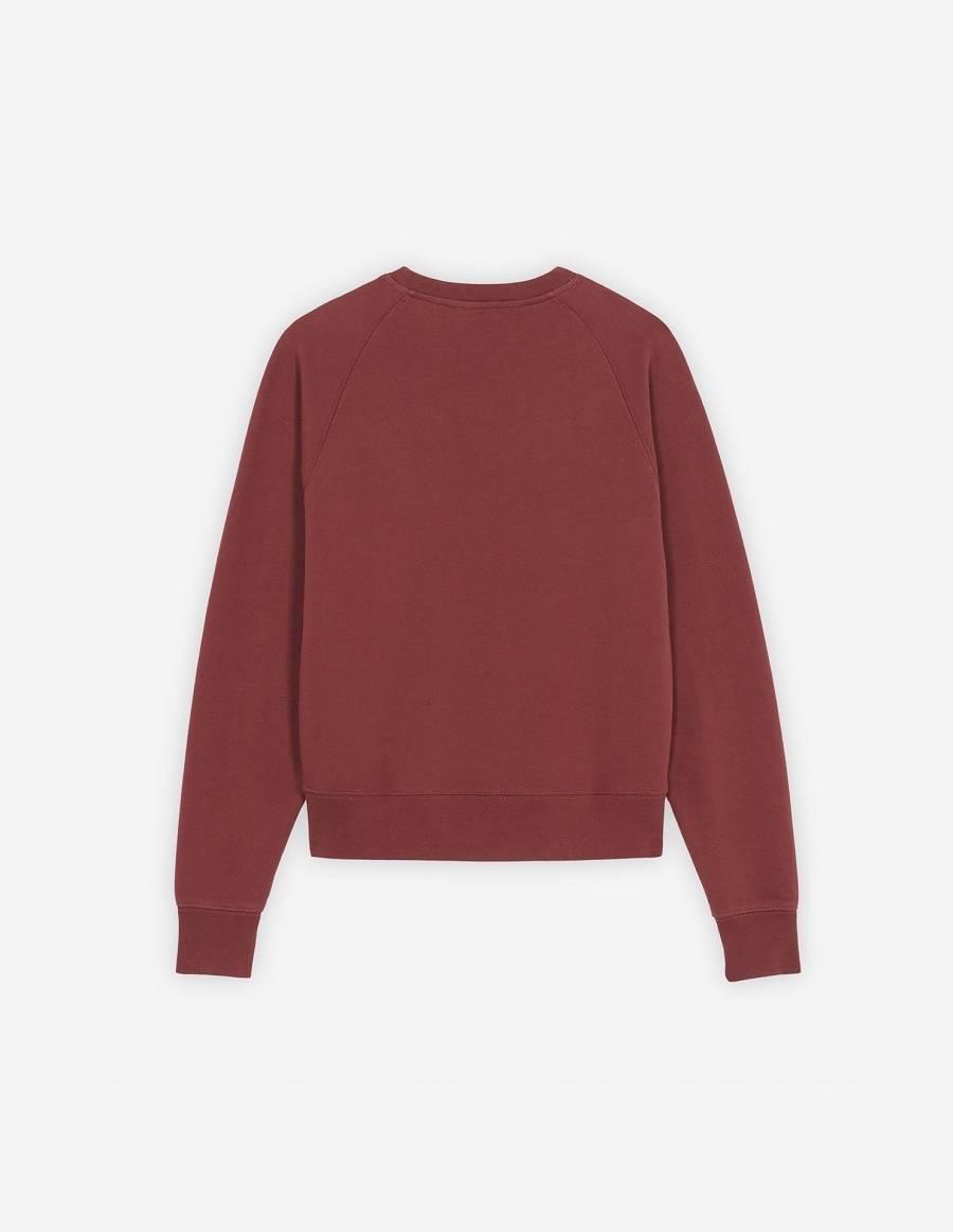 Burgundy Women's Maison Kitsune Dressed Fox Patch Adjusted Sweatshirts | AU-Q0380