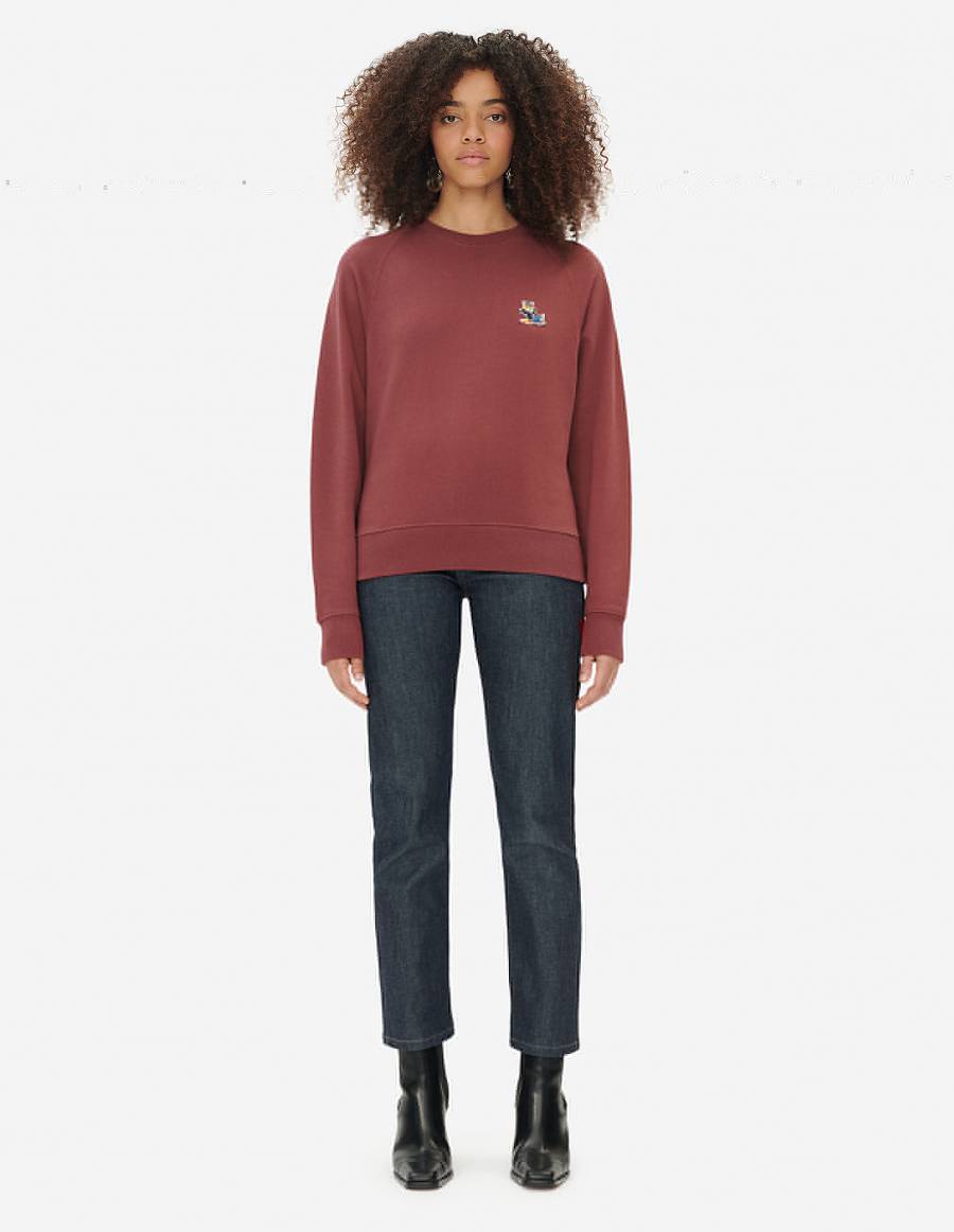 Burgundy Women's Maison Kitsune Dressed Fox Patch Adjusted Sweatshirts | AU-Q0380