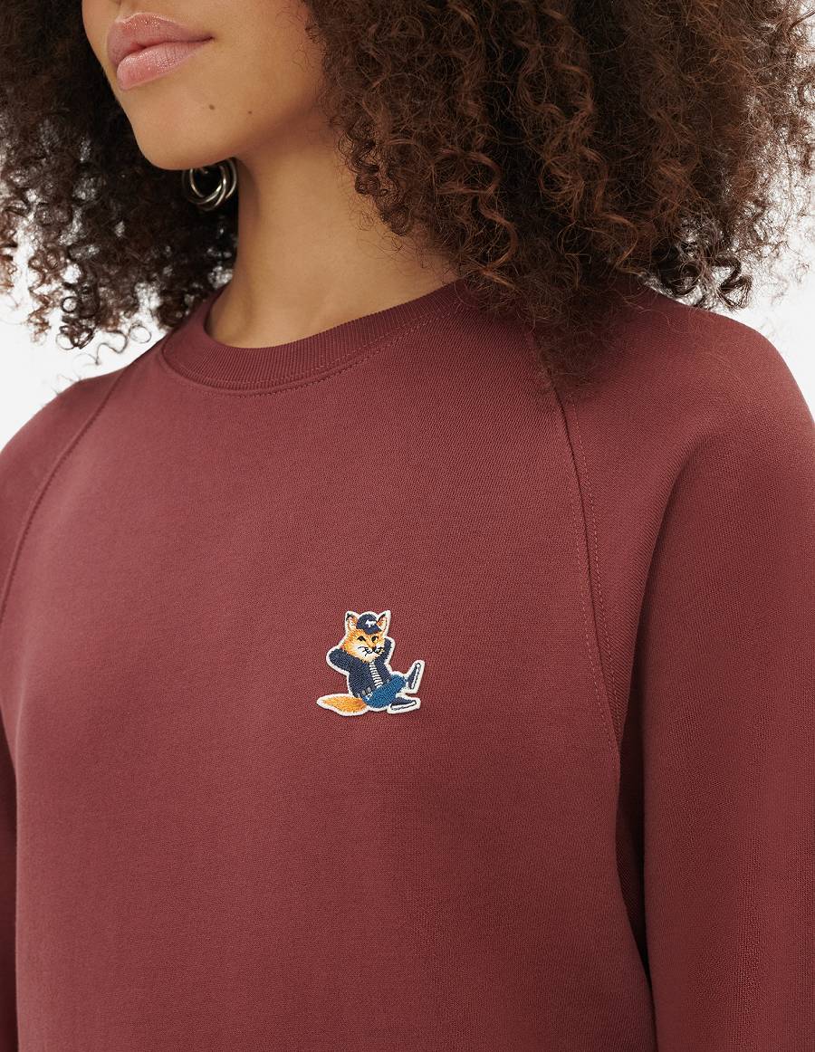 Burgundy Women's Maison Kitsune Dressed Fox Patch Adjusted Sweatshirts | AU-Q0380