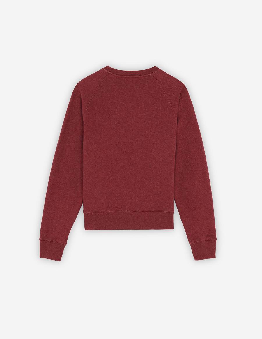 Burgundy Women's Maison Kitsune Fox Head Patch Adjusted Sweatshirts | AU-J0135